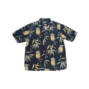 Vintage Tommy Bahama Silk Pineapple Button Down Shirt Hawaiian Tropical Mens Top